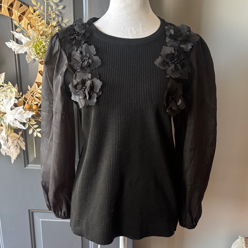 Cato Elegant Black Floral Blouse